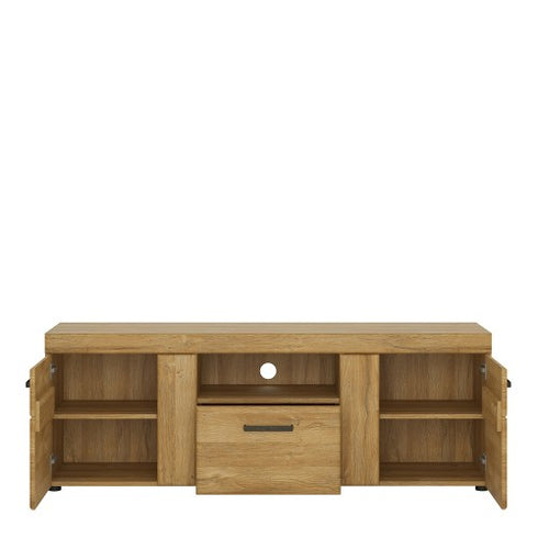 Cortina 2 door 1 drawer tall TV cabinet in Grandson Oak